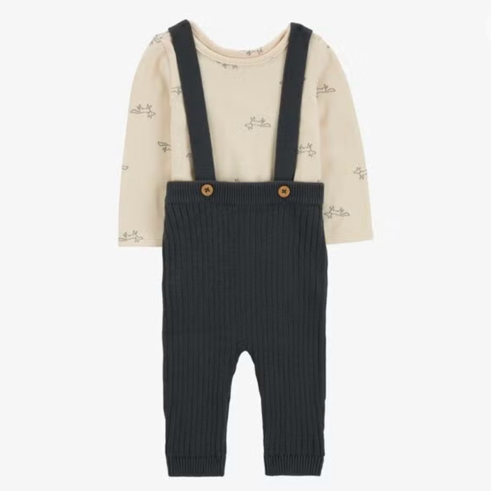Carter’s Baby 2-Piece Fox Bodysuit & Sweater Coveralls Set – 24M